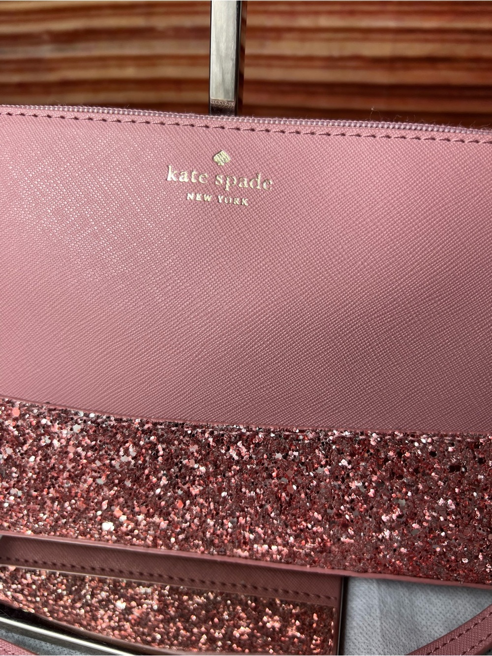 NWOT Kate Spade Leather Greta Court Glitter Ramey Crossbody Bag, Zip Closure 💖 - Picture 12 of 17